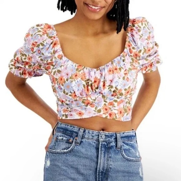 NWT Cottage Core Floral Crop Top - Picture 3 of 4